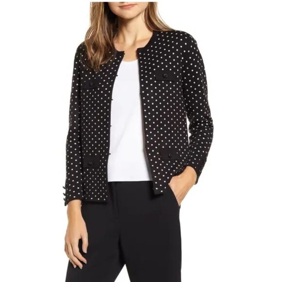 Anne Klein Dot Jacquard Cardigan - Picture 1 of 9